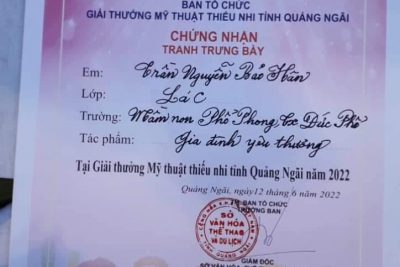 GIẢI THƯỞNG MỸ THUẬT THIẾU NHI TỈNH QUẢNG NGÃI NĂM 2022